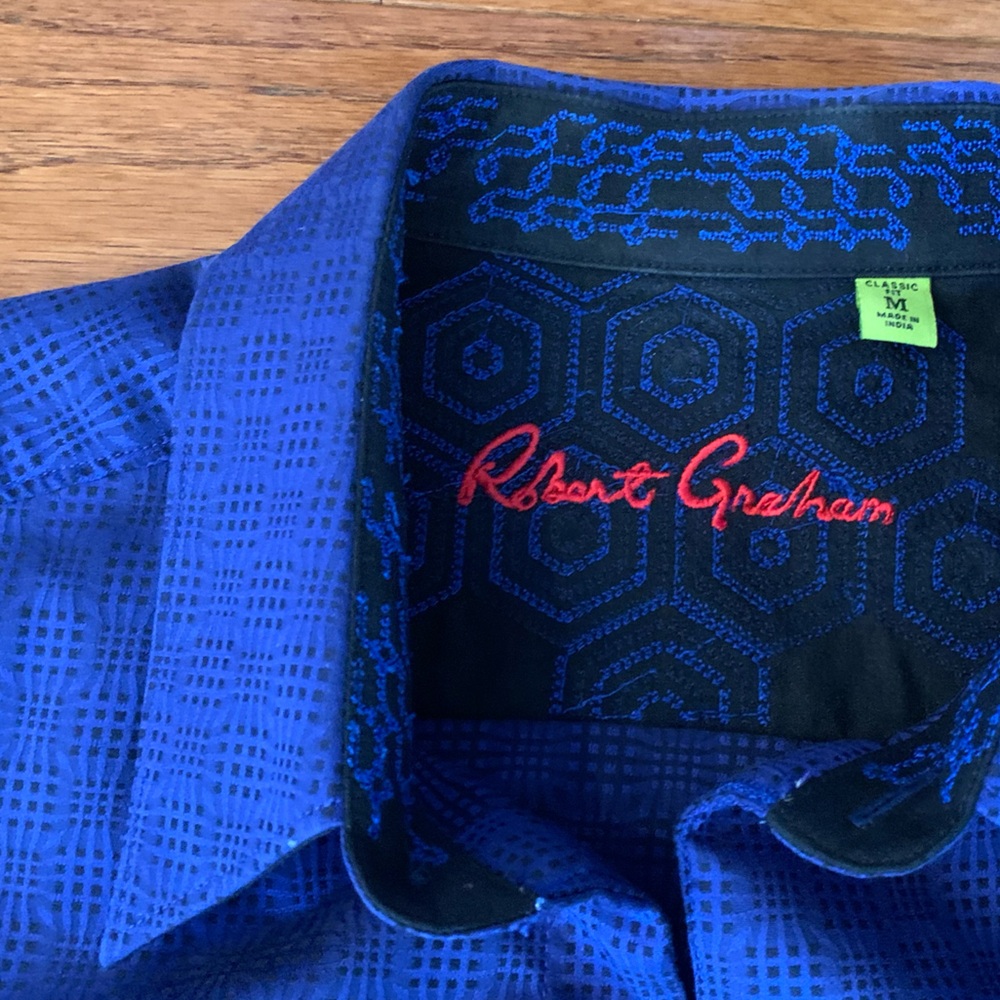 Robert Graham Button Down Size Medium Blue - image 3